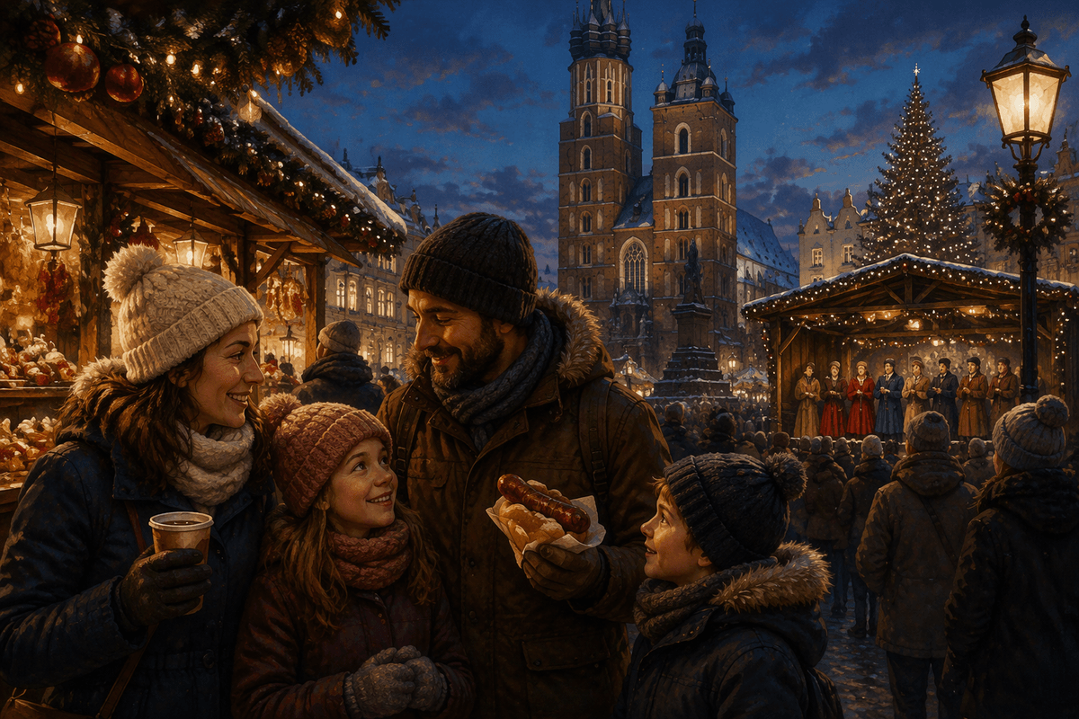Kraków markets, old-town magic; M:Main Square; O:carols; S:late nights